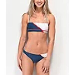 Malibu Red, White & Blue Colorblocked Bikini Set